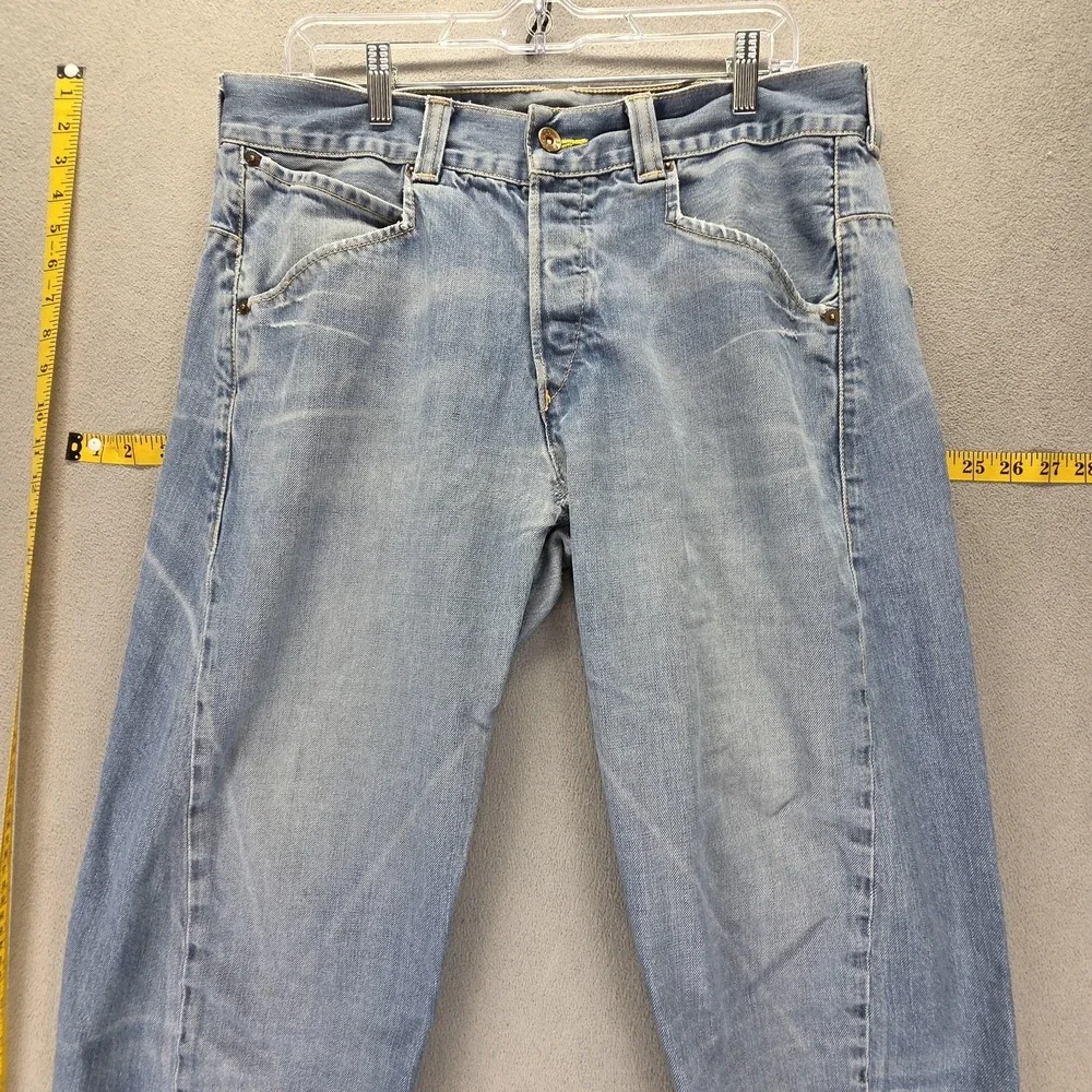 VTG Levis Engineered Jeans Mens Blue Twisted Flap Pockets Altered Hem Fits 34x25